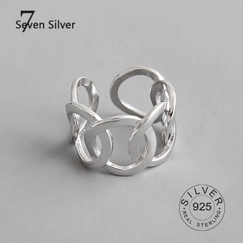 Real 925 sterling silver finger rings for women hollow out  Trendy fine Jewelry Large Adjustable Antique Rings Anillos