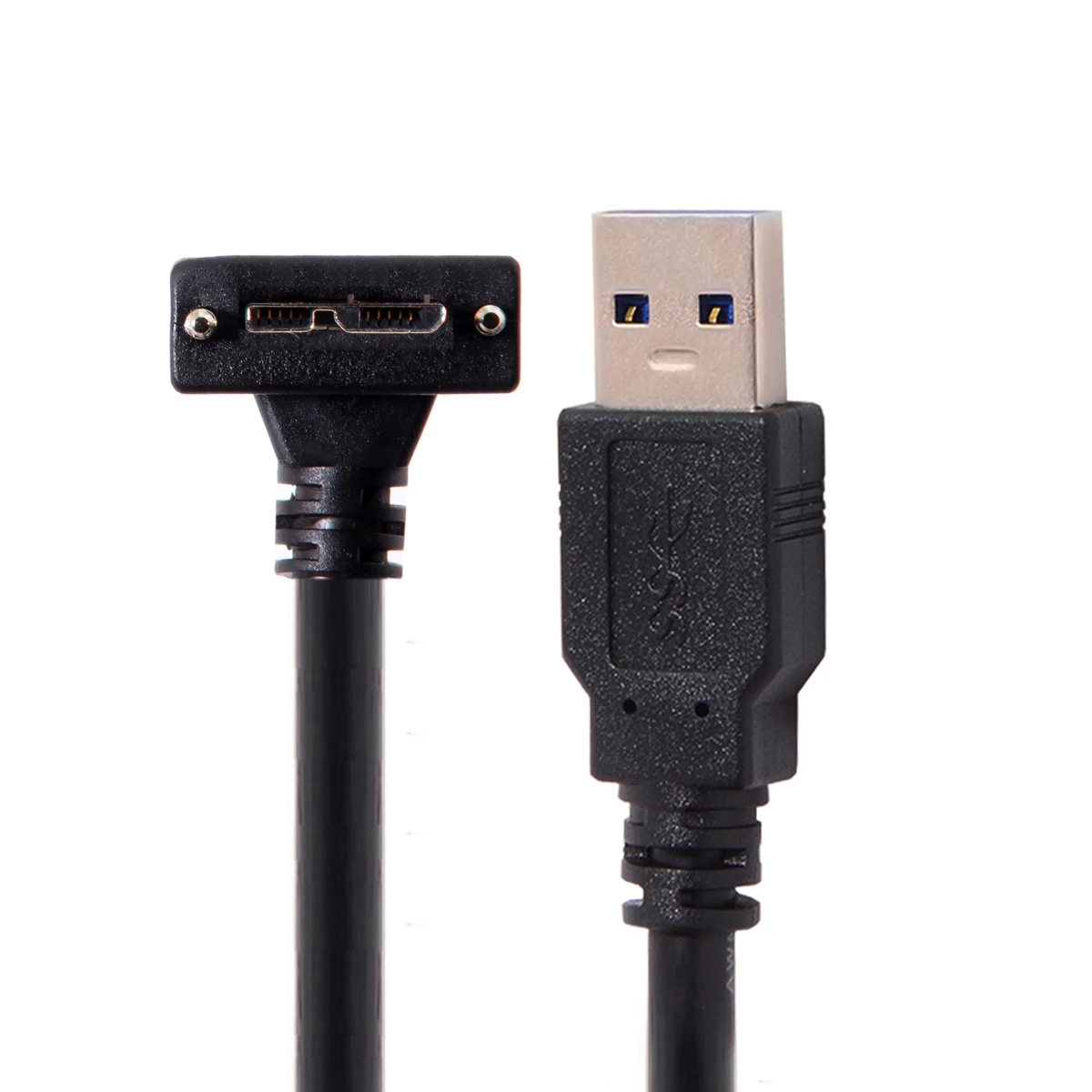 Cablecc 90องศา Down Angled Micro USB สกรู Mount ถึง USB3.0ข้อมูลชายสาย1.2M สำหรับกล้องอุตสาหกรรม