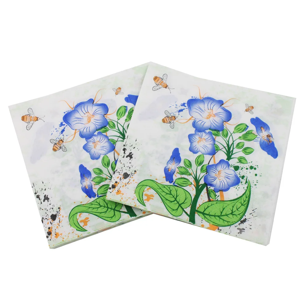 

33cm 20pcs Morning Glory Flowers Vintage Table Paper Napkins Decoupage Servilletas Wedding Birthday Party Tissues Decoration