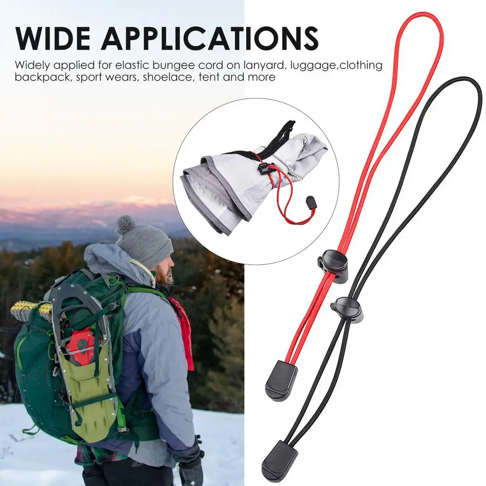 2pcs Elastic Rope Strong Durable Backpack Hiking Stick Holder Walking Pole Fixing Buckle Elastic Rope Lanyard for Outdoor Sports