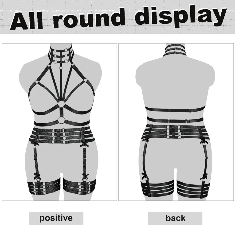 Sexy Large Lingerie Goth Punk Bondage Harness Crop Tops Hollow Out Party Cosplay Clothing Adjust Straps Bra Women Halloween Rave