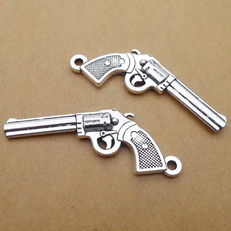 Newest 3Pieces 56*24mm Mixed Alloy Antique Silver Color Gun Charms Keychain Accessory Pendant For DIY Jewelry Making