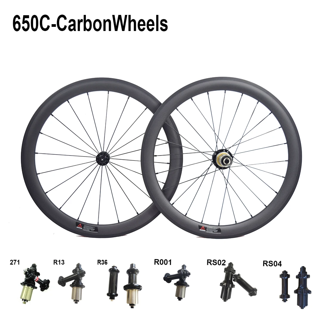 650C Carbon Wheels 50mm Clincher Tubular Road Carbon wheels Rim Brake Brake Child Bike Carbon Wheels