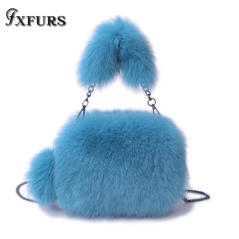 

2020 Genuine Imported Whole Skin Fox Fur Bag Single Shoulder Slung Leather Trendy Ins Girl Bag 100% Real Fur Wrist Bags Crossboy