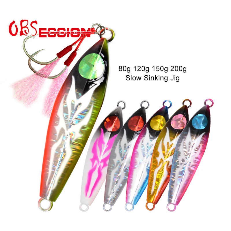 OBSESSION Jack Eye Slow Sinking Jigging Lure Artificial Baits 80g120g150g200g Speed Sea Fishing Jig Vertical Jig For Offshore