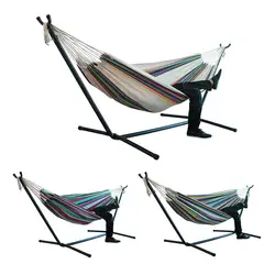 1pc Portable Hammock Outdoor Hammock Garden Sports Home Travel Camping Swing Canvas Stripe Hang Bed Hammock 150 x200cm Hammock