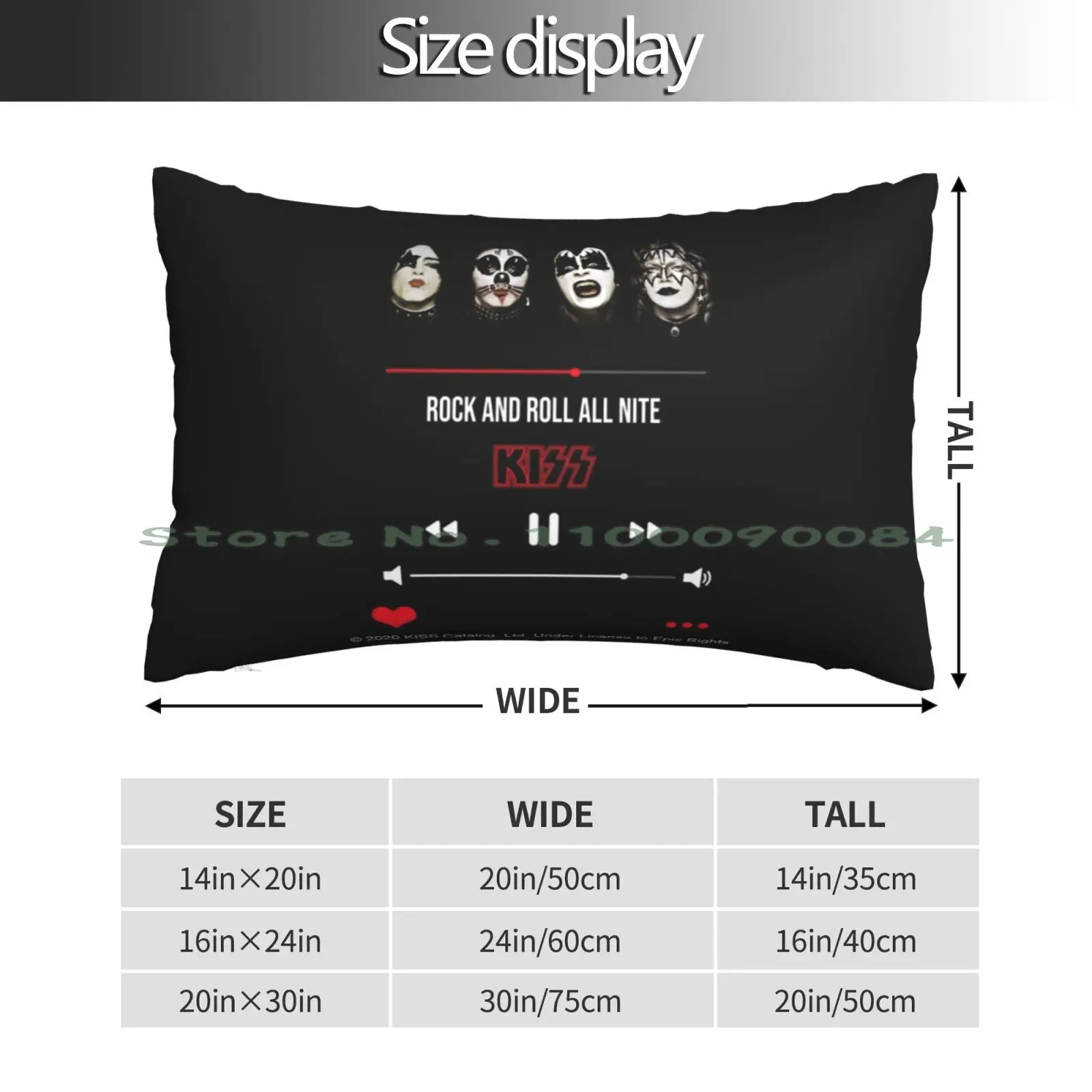 Rock And Roll All Nite Kiss Pillow Case 20x30 50*75 Sofa Bedroom Long Rectangle Pillowcover Home Outdoor Cushion Decor