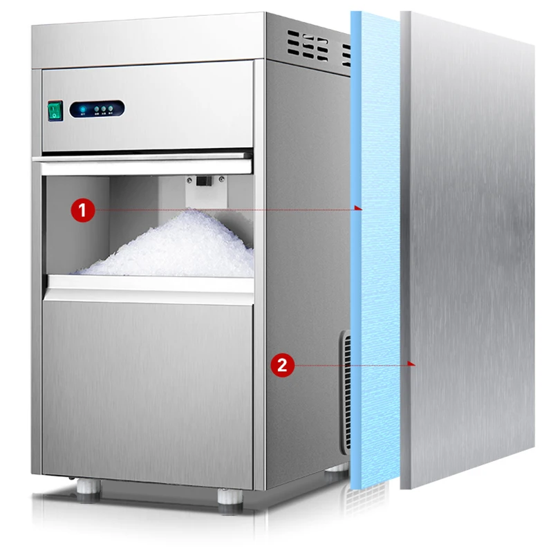 BLO-150 눈송이 아이스 메이커 680W 상업용 완전 자동 아이스 크러셔 150kg/Day 수직 얼음 분쇄기