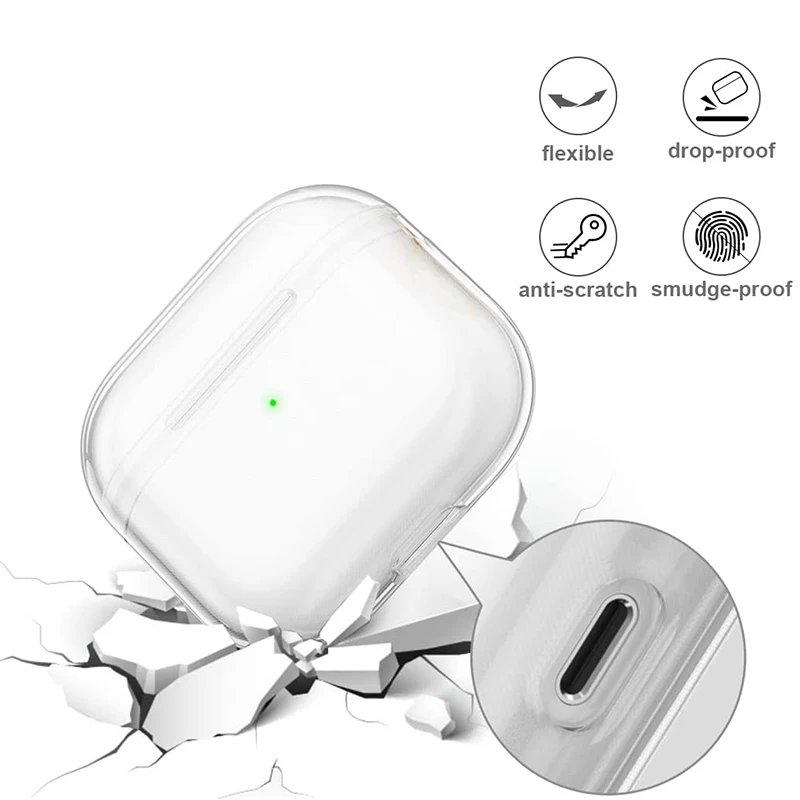 TPU Clear Case Protector Cover Transparent Box Compatible with AirPods Pro/3/2/1 Earphone Cases (AirPods Not Included)