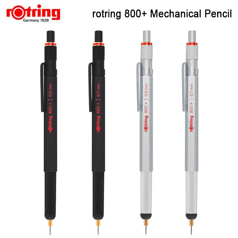 

Rotring 800+ металлический механический карандаш 0,5/0,7 мм, черный/серебристый, многофункциональный конденсаторный стилус, карандаш, 1 шт.