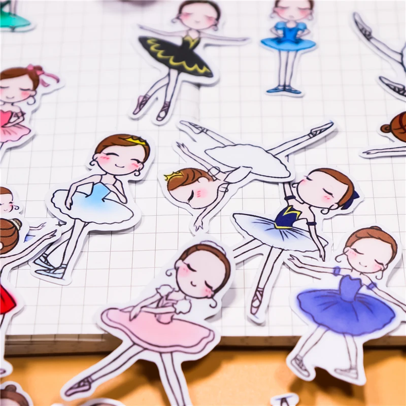 31pcs Ballet girl stickers Diary Sticker Scrapbook Decoration Paper DIY Stickers School Office Supply kids toys Waterproof