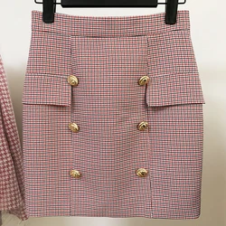 HIGH STREET Newest 2026 Fashion Designer Skirt Women's Lion Buttons Houndstooth Mini Skirt