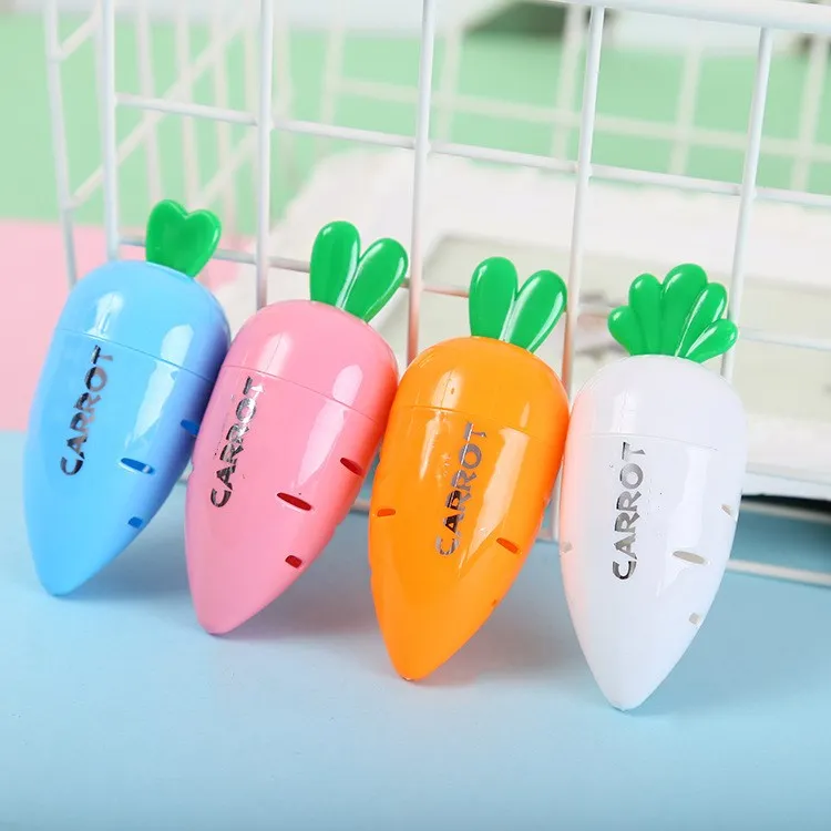 1pc Cute Cartoon Creative Carrot Shape Plastic Pencil Sharpener for Kids Creative Item School Supplies Stationery