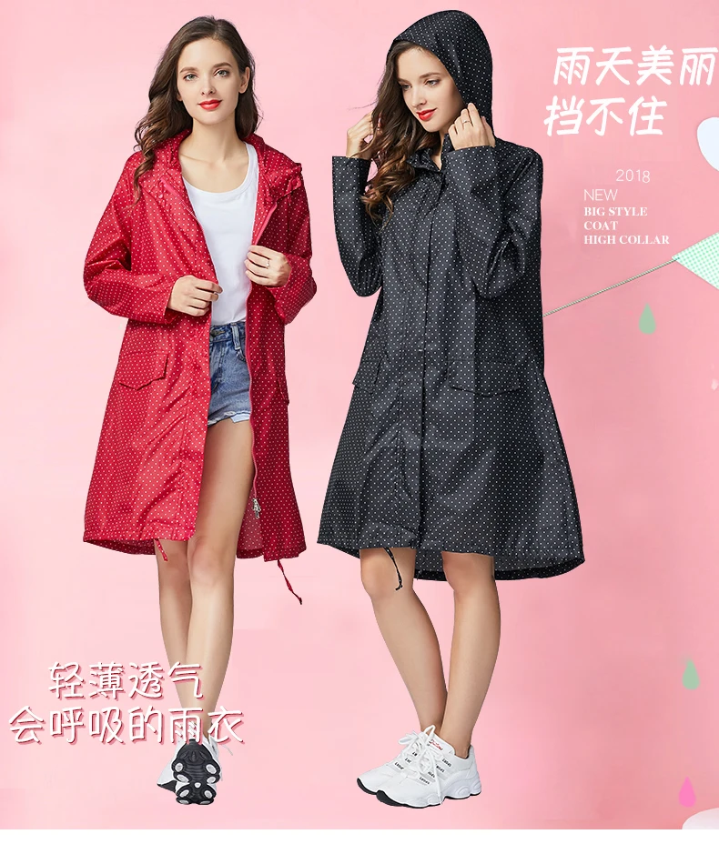 Women Raincoat Breathable Portable Ladies Long Raincoat Waterproof  Rain Coat Women  Jacket