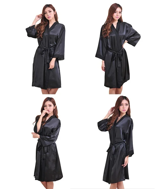 Bridal Shower Party Wedding Decoration Women Satin Robe Kimono Dress Wedding Lingerie Bride Bridesmaid Sleepwear Morning Gown