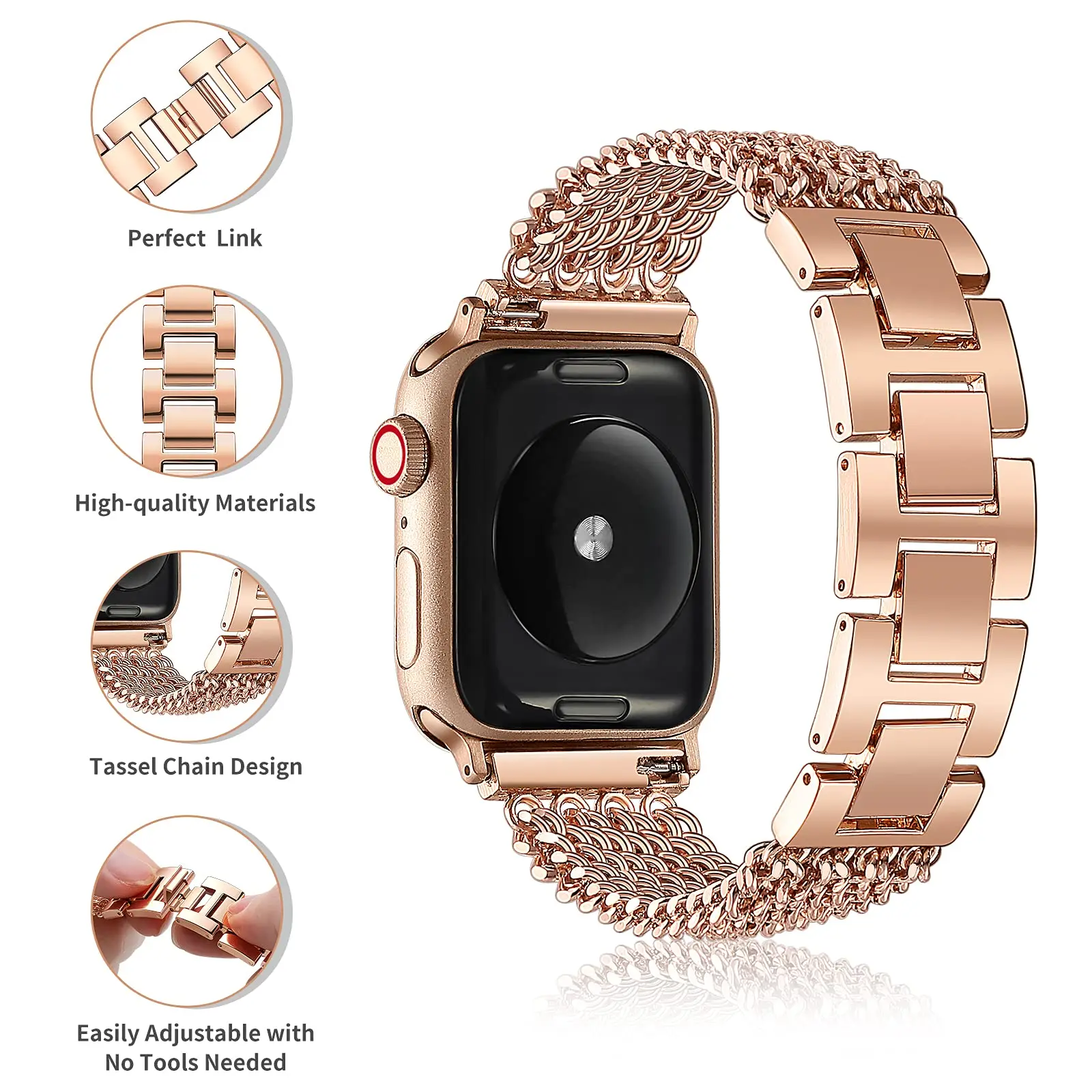 Tassel band for Apple watch 8/Ultra 49mm 40mm 41mm 45mm 44mm 42/38 Metal Solo loop link bracelet iWatch Serie 7 6 5 4 3 SE strap