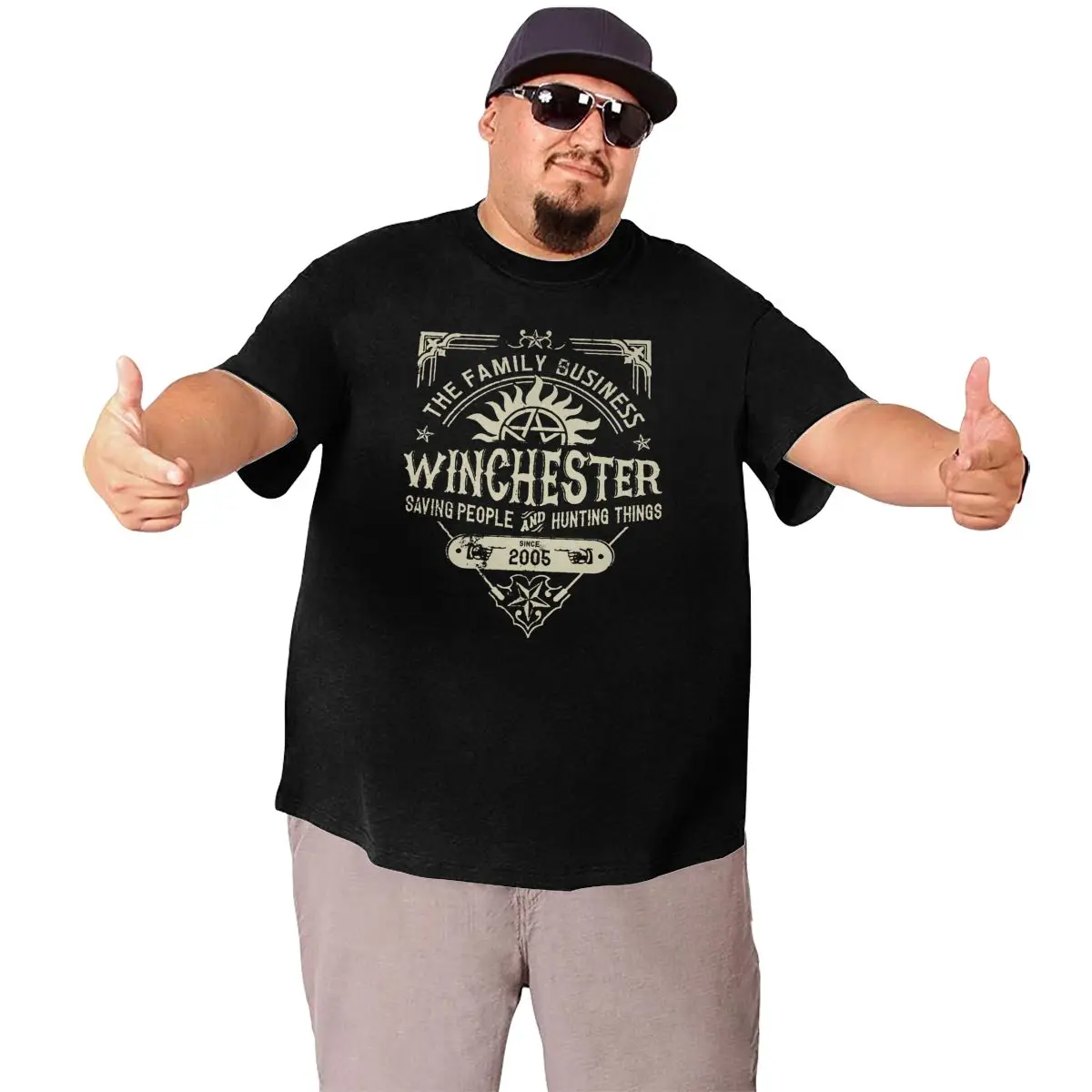 Hip Hop Supernatural Winchester T Shirts for Men Vintage T-Shirts Big Tall Tee Shirt Short Sleeve Clothes Plus Size 4XL 5XL 6XL