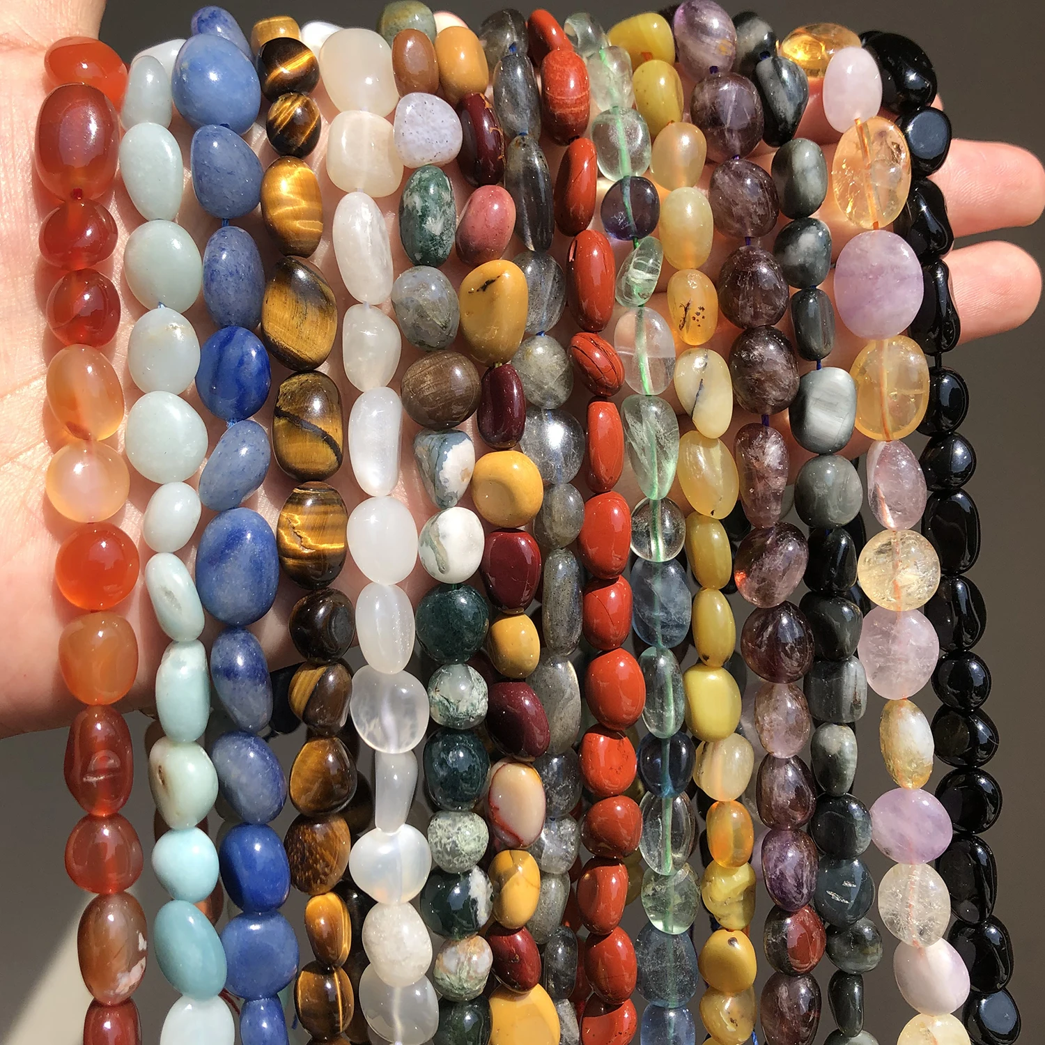 8-10mm Natural Irregular Agates Aventurine Moonstone Labradorite Mookaite Quartz Stone Beads For DIY Making Bracelet Accessories