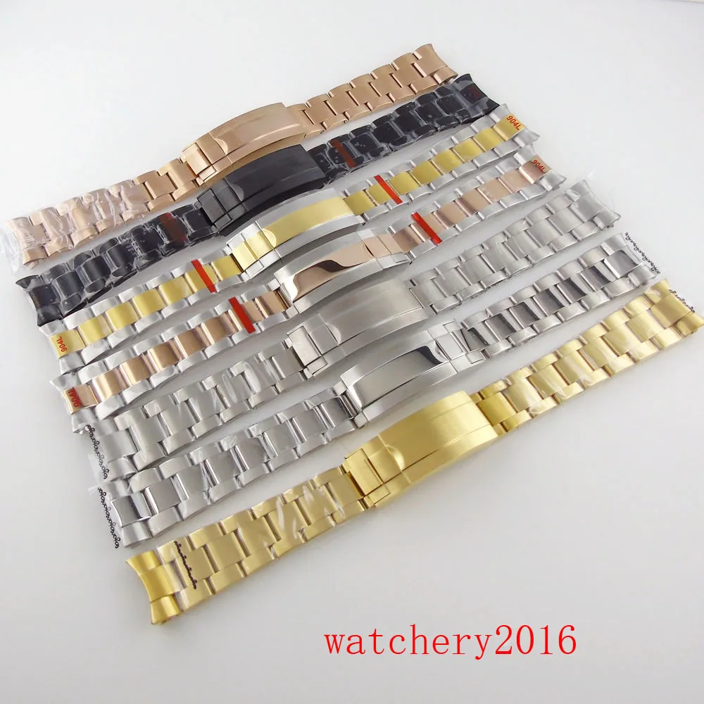 20mm Watch Band Strap Watchband Bracelet 316L Stainless Steel  Rose Gold Silver glidelock system clasp