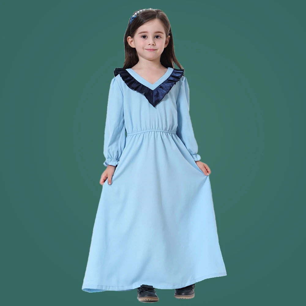 

2021 Autumn Muslim Kids Prayer Dress Arabclothing Long Sleeved Dress Islamic Headscarf Islamic Children's Wear Bathing Suit