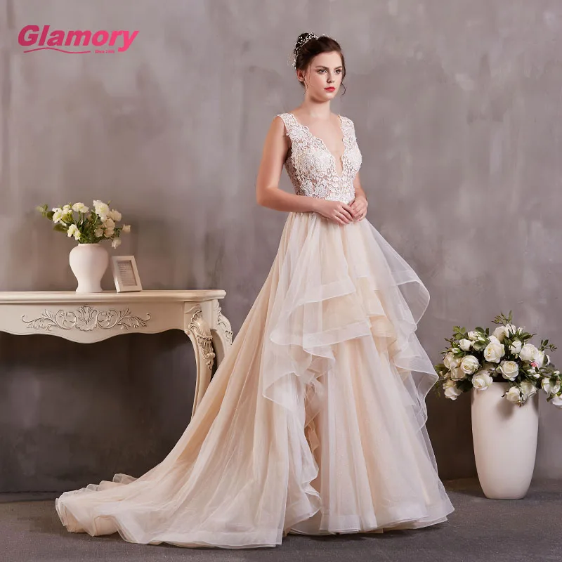 Embroidered Lace Wedding Dresses Good Quality Patty Dress For Wholesales