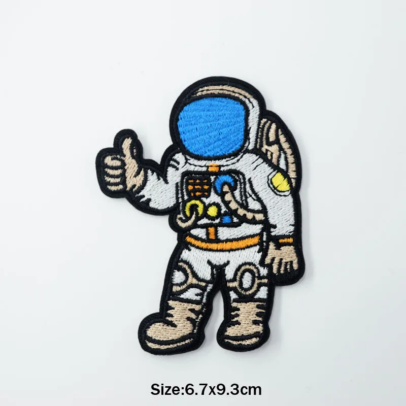 Astronaut Rocket Small Pet Embroidered Iron on Patches for DIY Stripes Clothes Patchwork Sticker Custom Applique