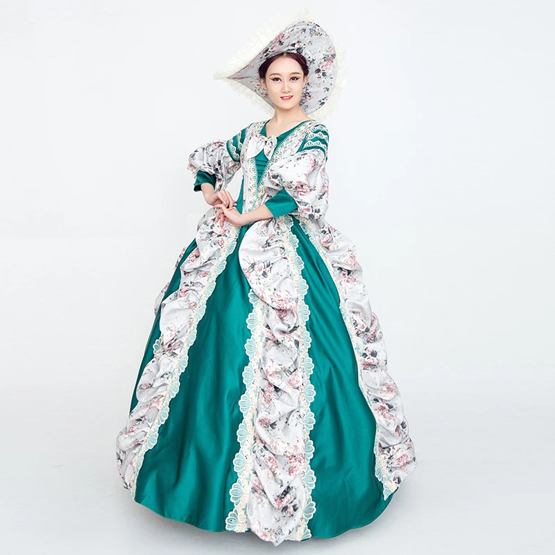 Palace dress lace lace beauty flower fairy tale dress girl princess stage performance prom dress host photo green costume