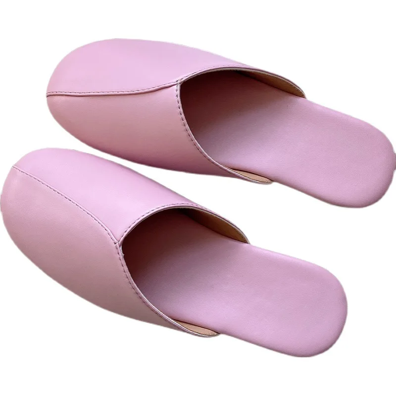 Pantofole da donna per interni in morbida pelle PU amanti impermeabili scarpe autunnali estive Close Toe Slides pantofola da pavimento per la casa maschile femminile