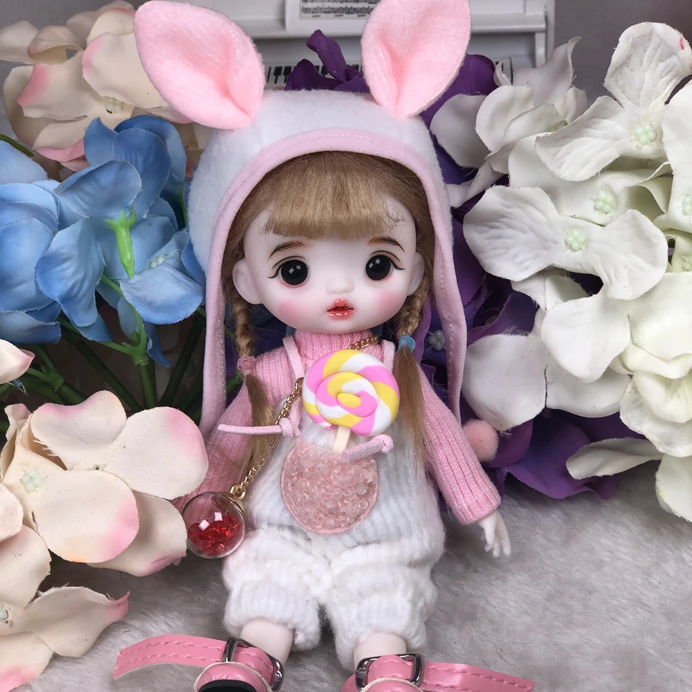 1/8 Bilancia 16 CENTIMETRI BJD OB11 Bambola Carino Delicata Face Up Con Parrucca e Vestiti Set Completo Bambola Obitsu11 Corpo Figura Modello Giocattolo Regalo Per La Ragazza