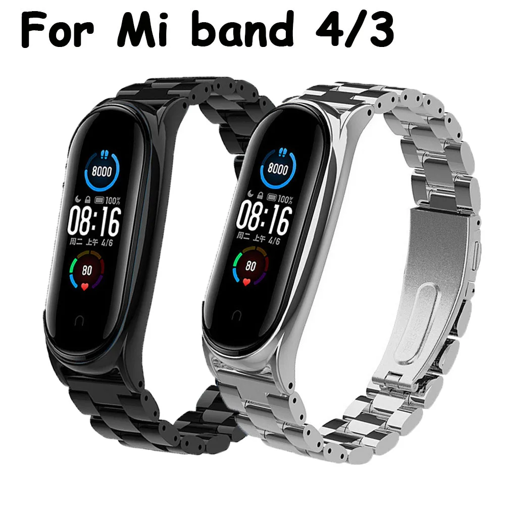 Металлический стальной ремешок для Xiaomi Mi Band 7 6 5, сменный браслет для Mi Band 3 4 5, безвинтовой браслет из нержавеющей стали