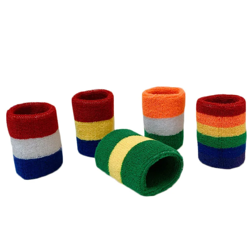 1Pcs Striped Tennis Wristband Sports Wrist Brace Wrap Basketball Towel Cotton Sweatband For Running Fitness Wrist Guard Protect