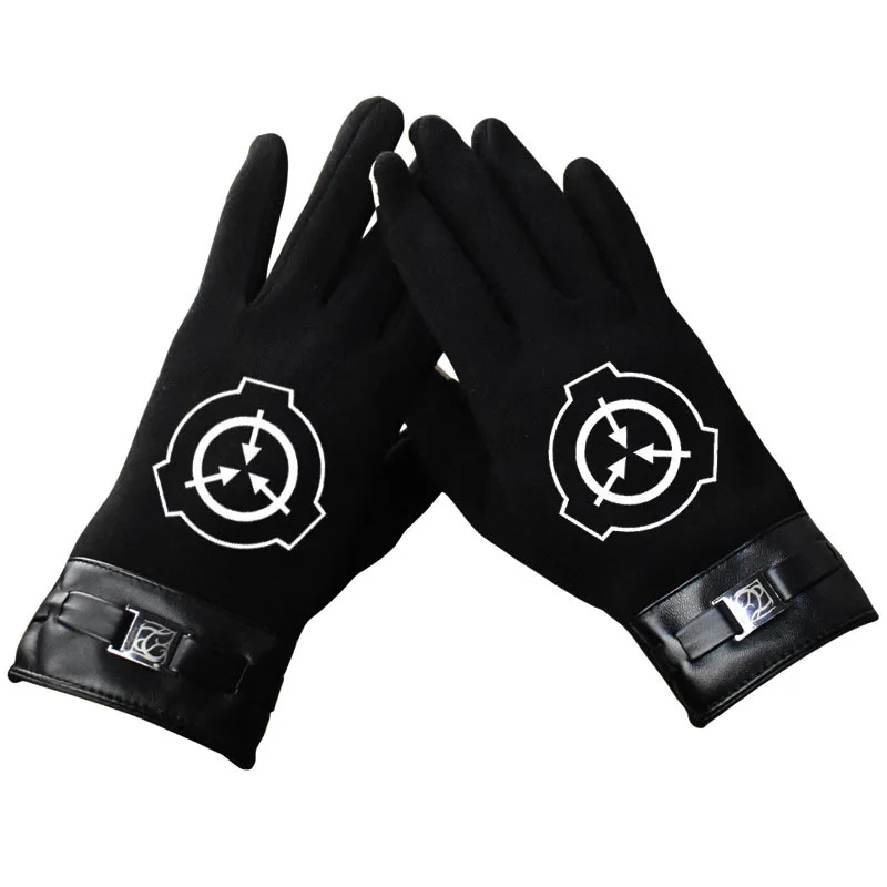 SCP Special Containment Procedures Foundation Logo Cosplay Gloves Plus Velvet Thick Warmth Riding Gloves