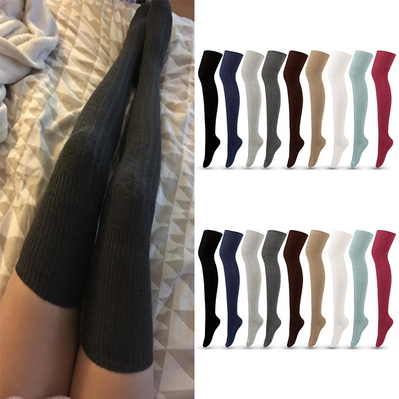 

1 Pair Women Over Knee Socks Solid Female Sexy Stockings Warm Long Thigh-High Stockings Leg Warmer Autumn Winter High Socks