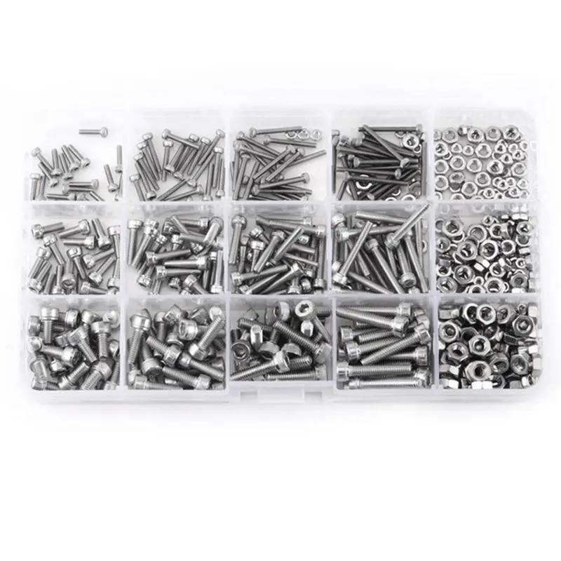 

480pcs M2 M3 M4 Hex Socket Screws Set Stainless Steel Hex Socket Cap Head Nuts Repair Tool