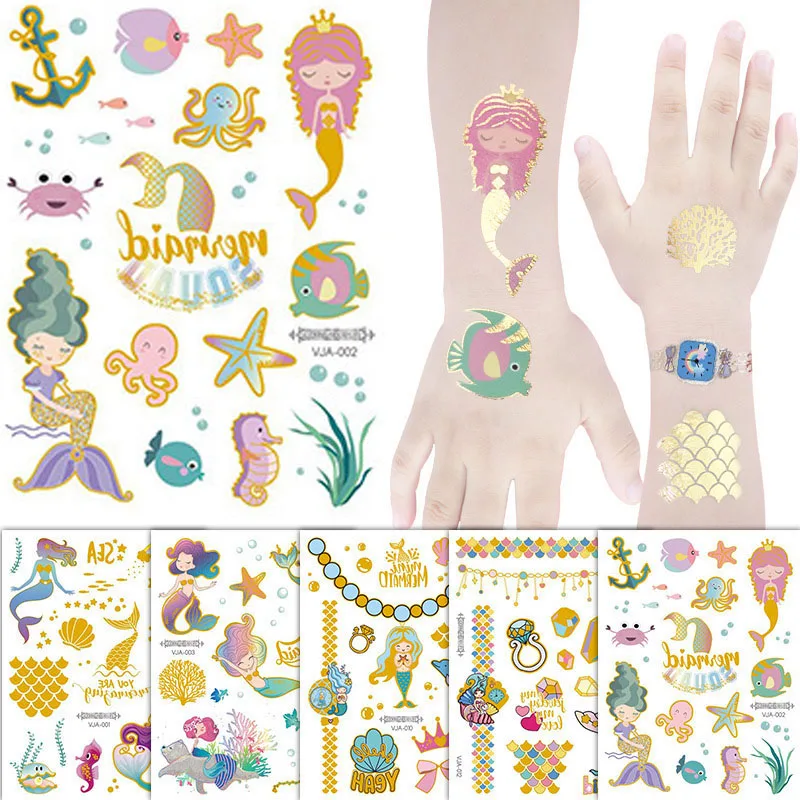 Lot De 34 Décorations Anniversaire Sirène – Tatouages Temporaires, Bracelets Silicone, Clips – Cadeaux Invités Pour Fête Enfant
