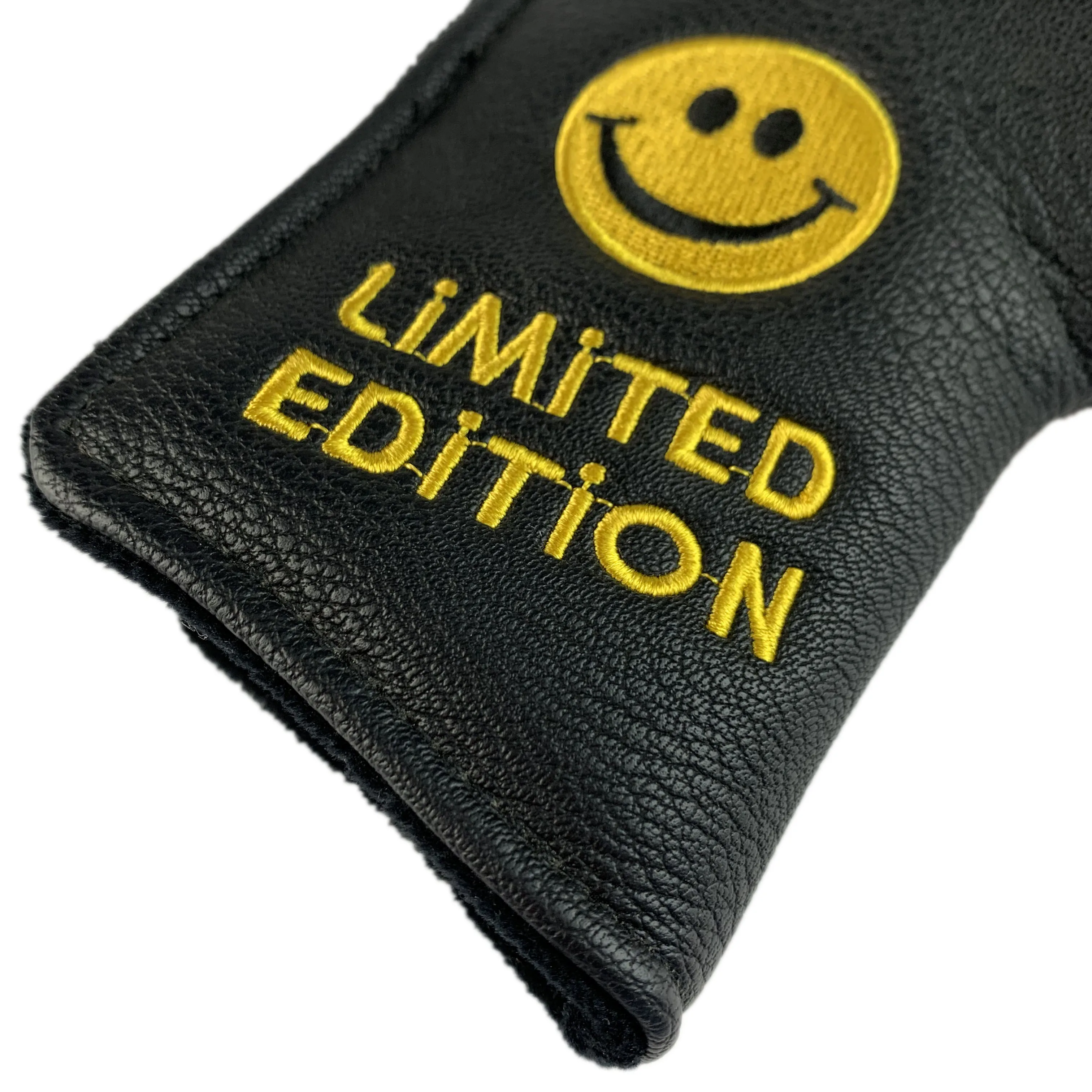 NRC Golf Clubs Head Covers Putter Embroidery Smiley   Face   Pu Leather   Magic Sticker Closure Black