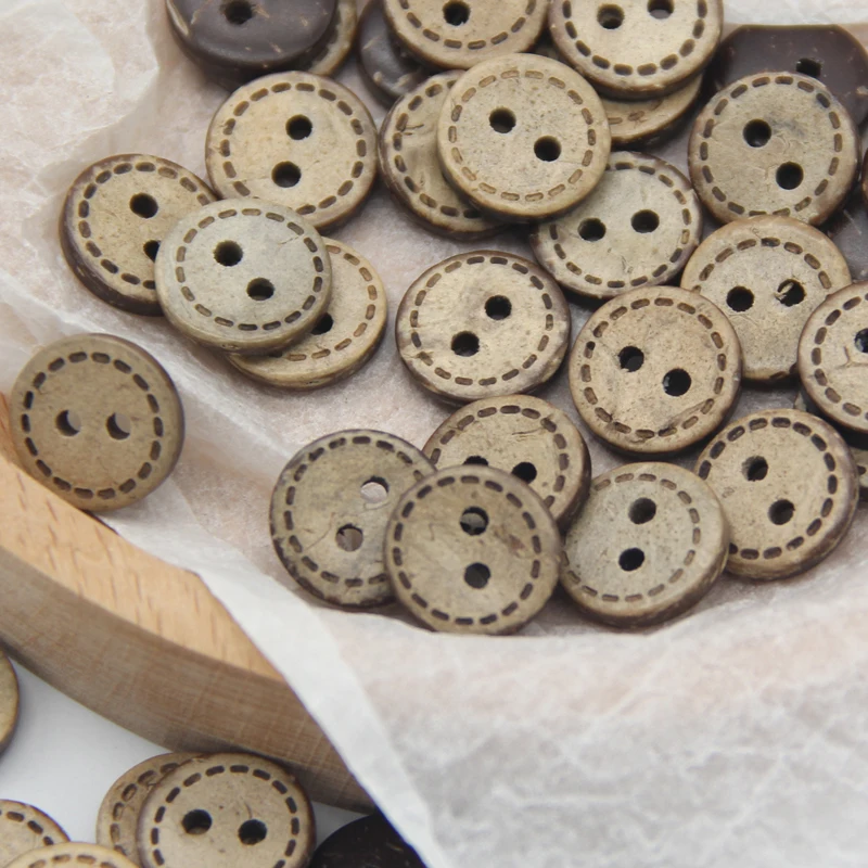 HENGC Natural Line Carved Wood Shirt Buttons For Clothing Small Children Doll Handmade Decorative Sewing Accessories Wholesale