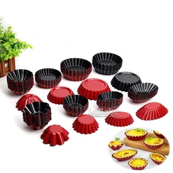 10pcs 8 Styles Nonstick Wavy Round Oval Chrysanthemum Carbon Steel Tart Mold Pudding Molds Biscuit Fruit Pie Molding DIY Bakery
