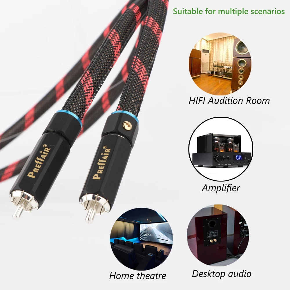 Hi End RCA Signal Wires OCC Silver Plated Conductor Copper Shielded RCA Cable Audio Interconnect Cable