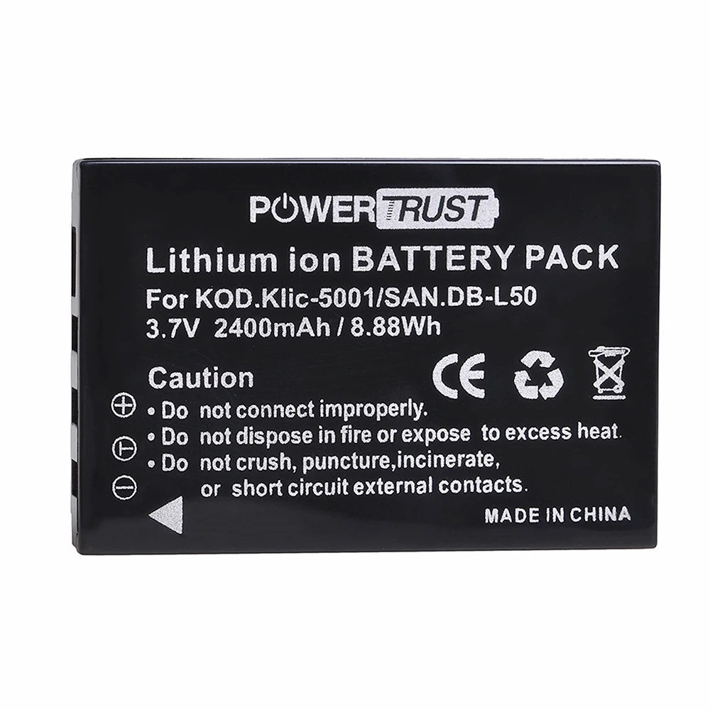 KLIC-5001/ DB-L50 Battery + Charger for Kodak KLIC-5001,P850 Z760 DX7590 DX7630, Sanyo DB-L50,DMX-FH1 FH11 HD1000 HD2000 Camera