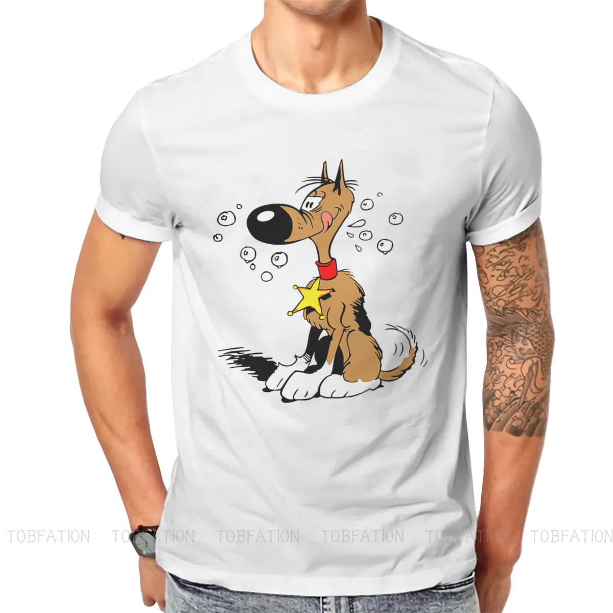 Lucky Luke Cartoon Rataplan T Shirt Vintage Graphic Summer Loose Cotton Men\'s Clothes Harajuku Crewneck TShirt