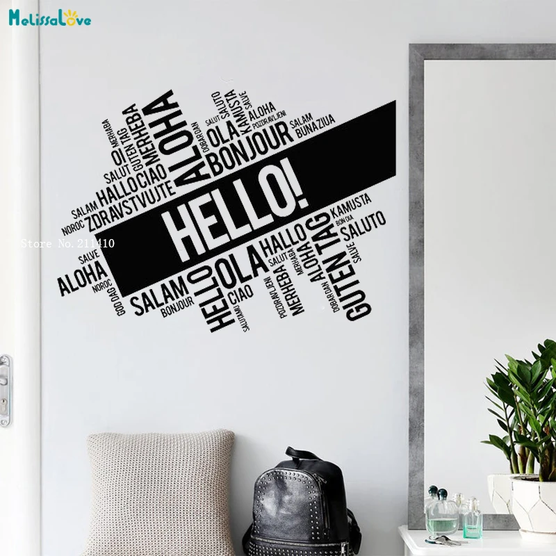 Hello Words Vinyl Wall Decals Different Language Home Decoration Welcome Living Room Stickers Art Murals Removable YT1622