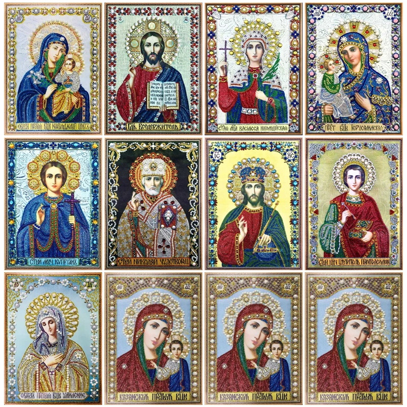 

DIY Diamond Painting By Number Icons Theotokos Jerusalem Religion Diamond Embroidery 5D Square Diamond Embroidery Maternal Love