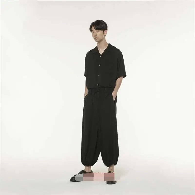 Men's Knickerbockers Casual Pants Wide Leg Pants Spring And Autumn New Dark Elastic Waist Design Trend Youth Versatile