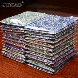 JUNAO Bulk Package Design SS6 8 10 16 20 30 Hotfix Glass Rhinestones Flatback Round Stone Iron On Strass For Clothes Decoration