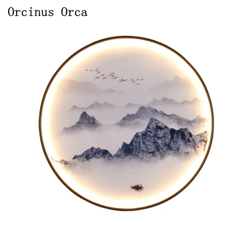 Chinese style landscape wall lamp background wall bedroom bedside lamp Chinese style art restaurant wall lamp