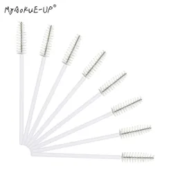 200 Pcs Eyelash Brush Disposable Nylon White Mascara Wands Applocator Spoolers Eyelash Extension Makeup Tools