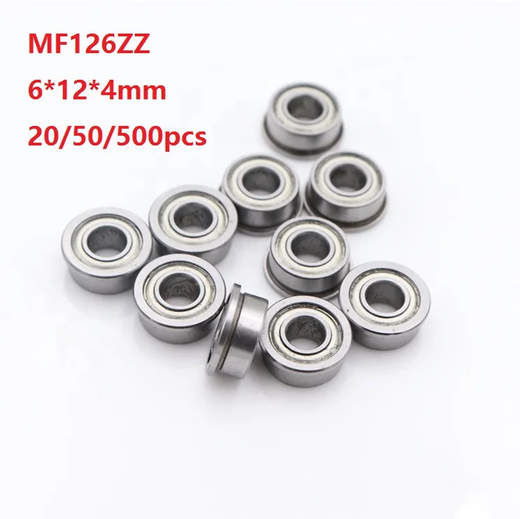 20/50/500pcs MF126ZZ MF126 ZZ  6x12x4mm Miniature Flange deep groove ball bearings Double metal cover 6*12*4mm