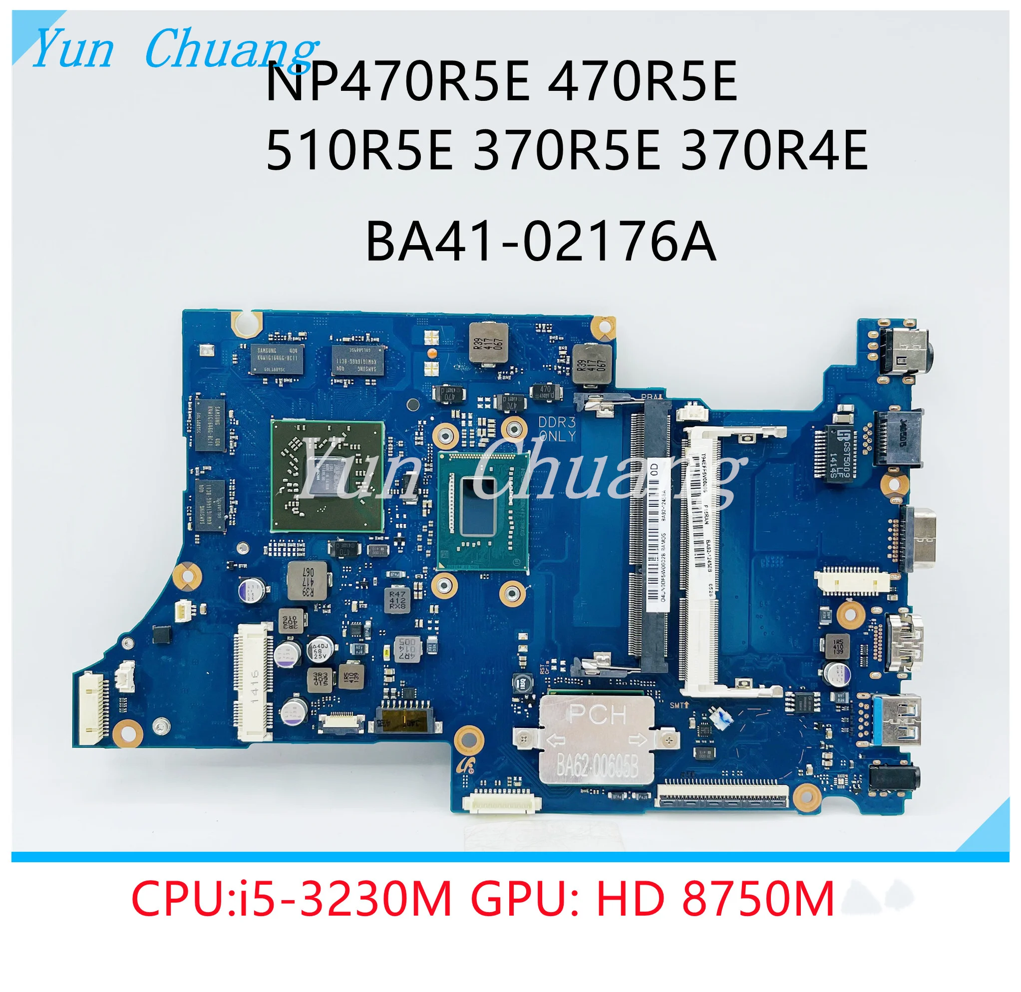 BA41-02176A BA92-12465A For Samsung NP470R5E NP510R5E NP370R5E NP370R4E Laptop Motherboard With i5-3230M CPU HD8750M GPU DDR3