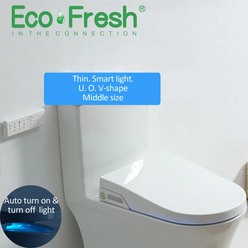 Imagem -02 - Ecofresh-design Fino v. v. o. Assento Sanitário Inteligente em Forma de u Tampa de Bidé Elétrico Luz Noturna Pulverizador de Tampa Inteligente Massagem Limpa ao Calor